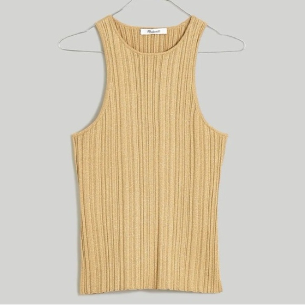 NWT Madewell The Signature Shimmer Knit
Cutaway Sweater Tank in Gold -Size Small